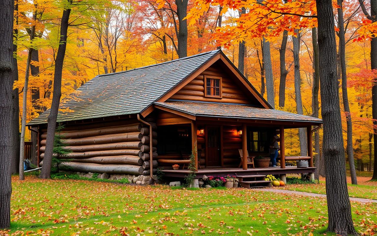 Log cabin on Ohio woodland property